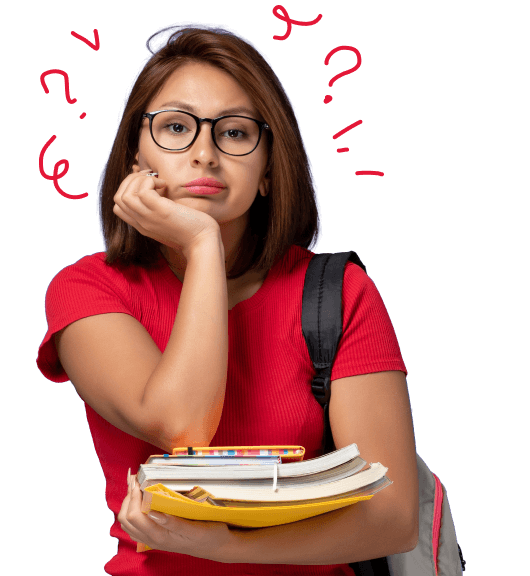 Career guidance student with books